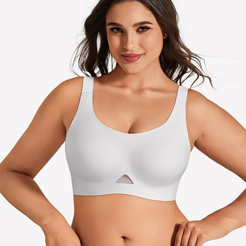 Seamless padded U-neck wireless bralette, white