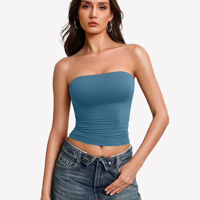 Tube Tops Going Out Double Lined Basic Y2K Tank Top