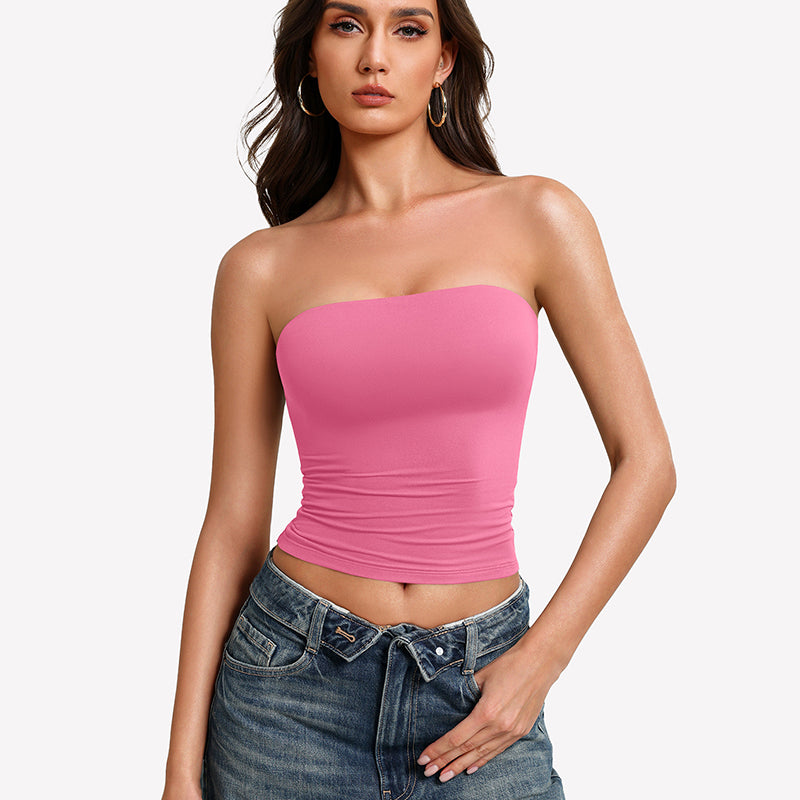 Tube Tops Going Out Double Lined Basic Y2K Tank Top