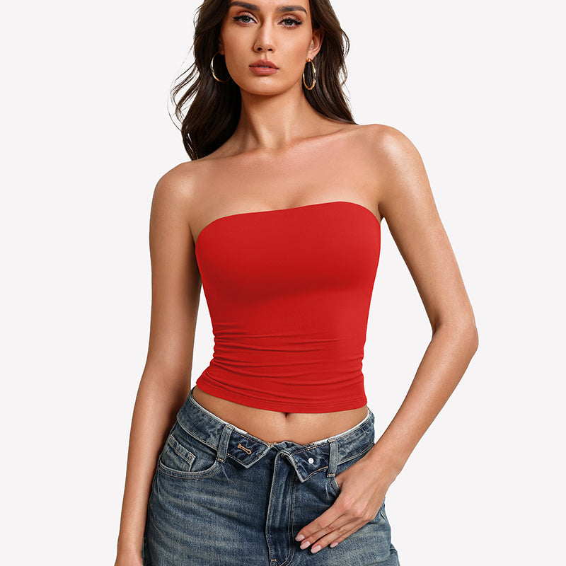 Tube Tops Going Out Double Lined Basic Y2K Tank Top