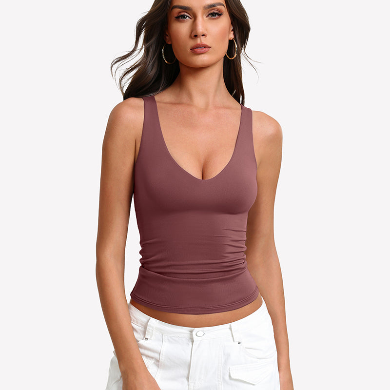 Débardeurs plongeants à col en V profond, camisoles doublées