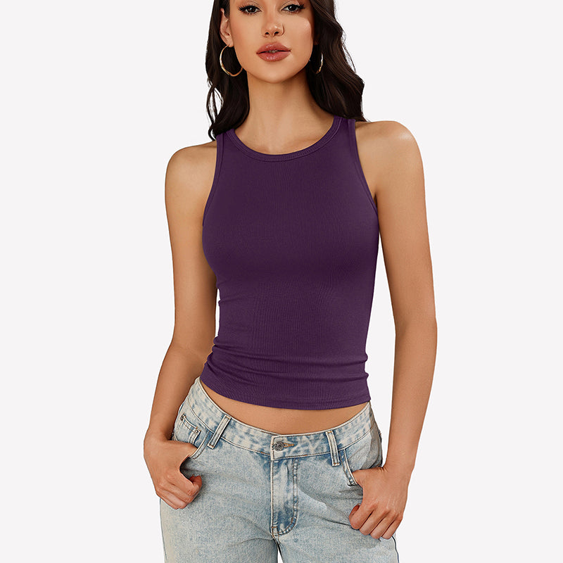 Tank Tops Ribbed Mock Neck Racerback Top