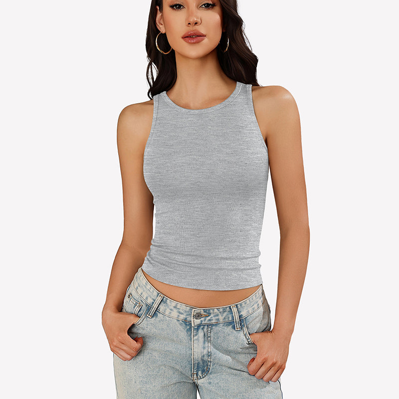 Tank Tops Ribbed Mock Neck Racerback Top
