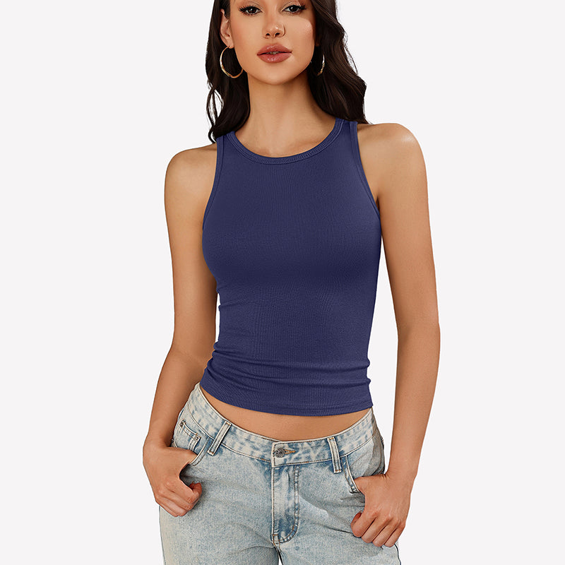 Tank Tops Ribbed Mock Neck Racerback Top