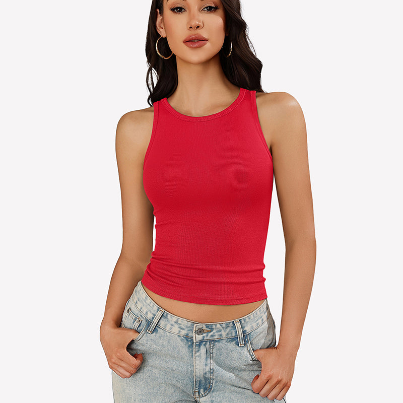 Tank Tops Ribbed Mock Neck Racerback Top