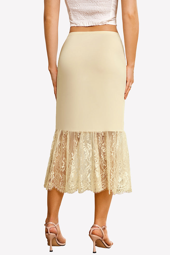 Lace half-slip underskirt, champagne skirt with lace bottom ruffle
