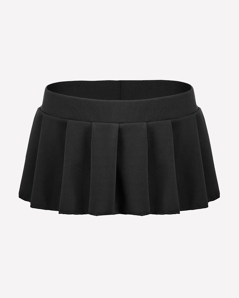 Black pleated mini skirt, schoolgirl cosplay, elastic waist, mini design, sexy and charming.