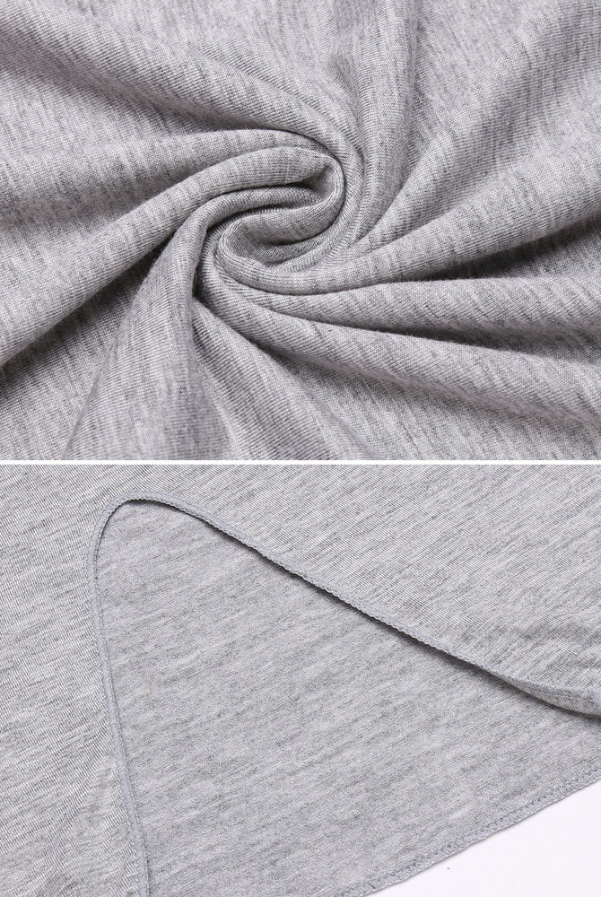 Avidlove gray nightgown detail: soft fabric and mini slit hem; sexy lingerie