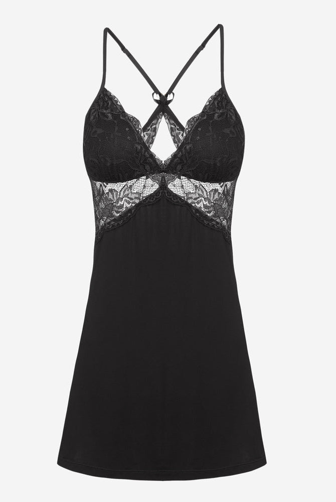 Avidlove black lace lingerie mini dress. Adjustable straps, comfortable, and sexy.