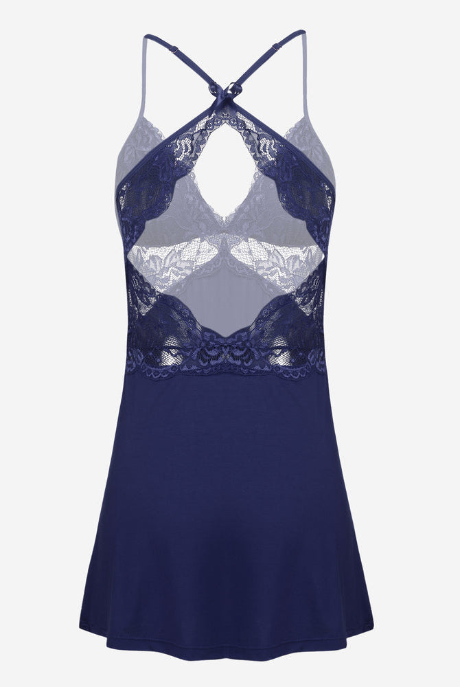 Avidlove navy blue lace mini dress. Adjustable straps, sexy and comfortable floral print lingerie.
