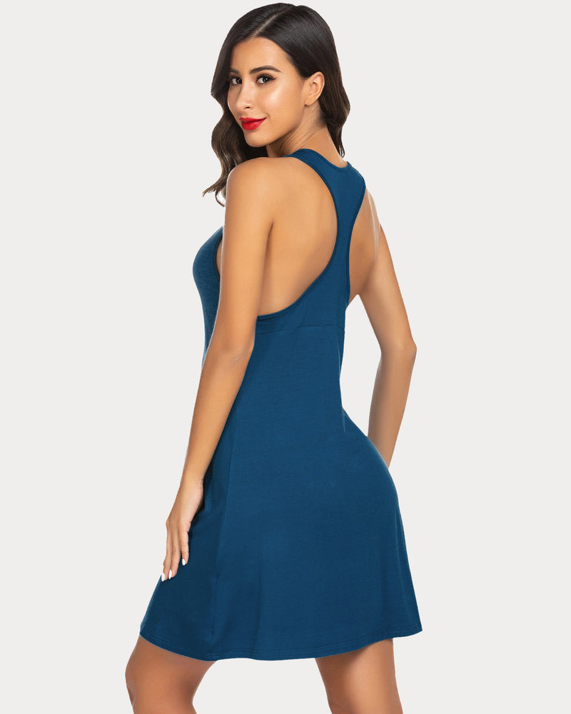 Teal racerback sleep dress. Soft modal nightgown offering comfort and style for women by Avidlove.