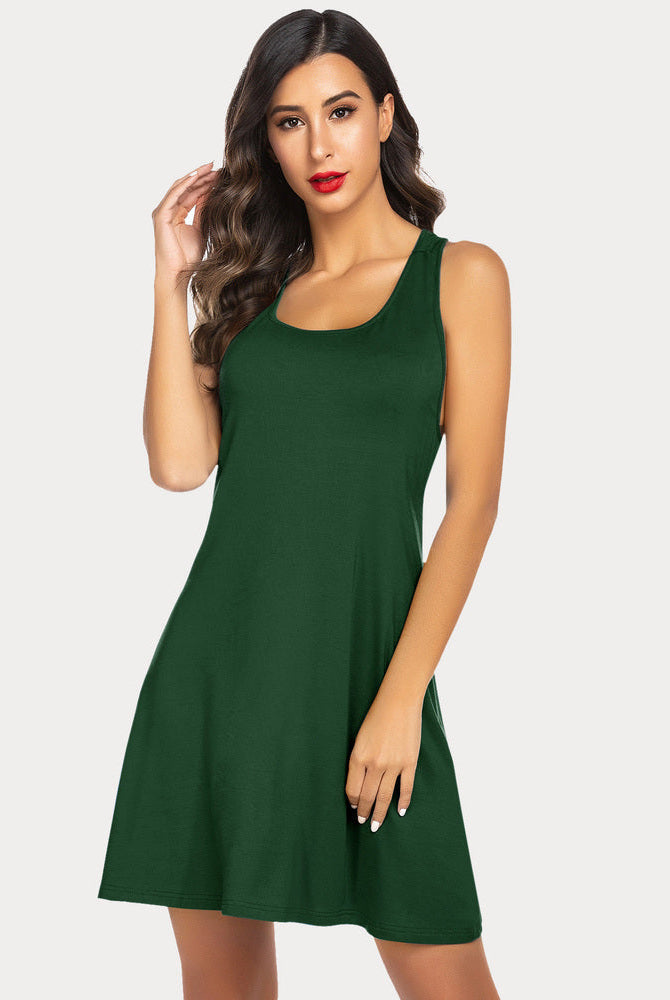 Green racerback tank dress nightgown. Modal sleep dress for women by Avidlove.