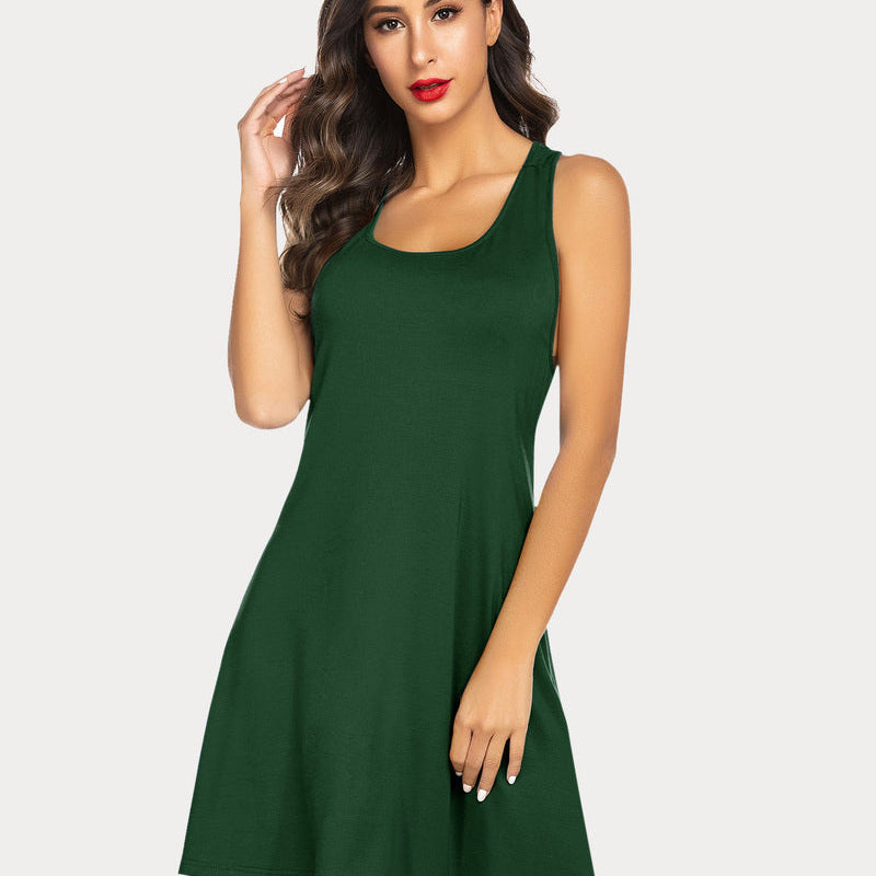 Green racerback tank dress nightgown. Modal sleep dress for women by Avidlove.