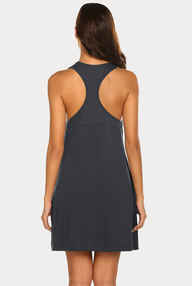 Charcoal gray racerback modal nightgown. Soft Avidlove sleep dress for women, comfort and style.
