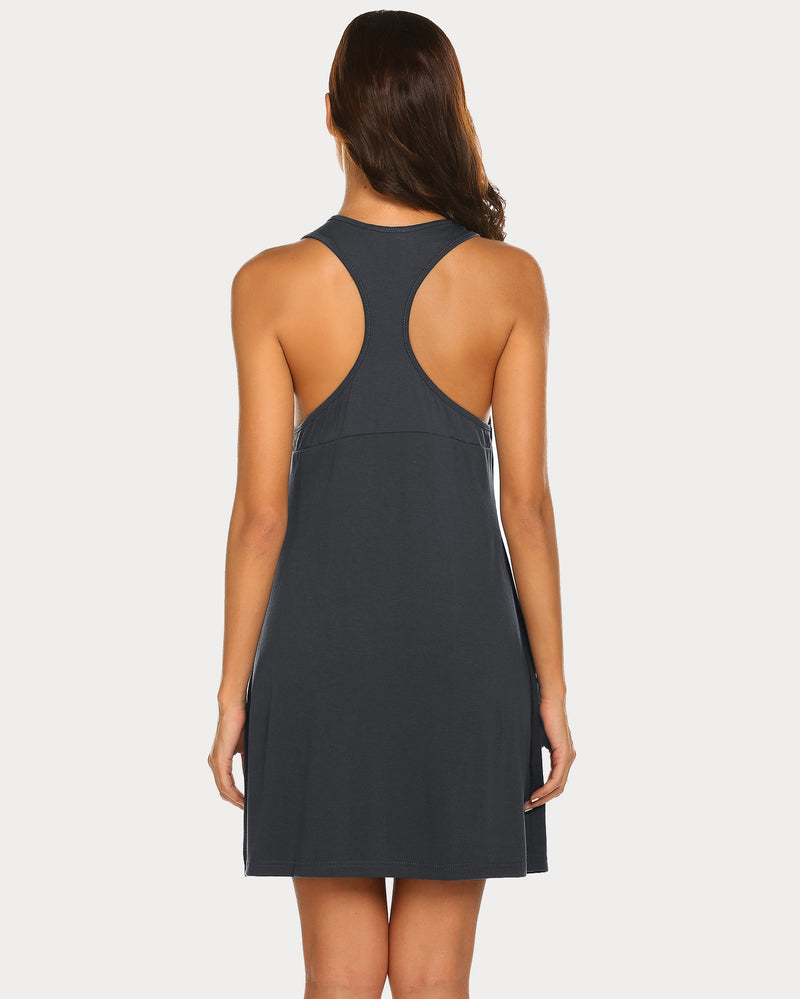 Charcoal gray racerback modal nightgown. Soft Avidlove sleep dress for women, comfort and style.