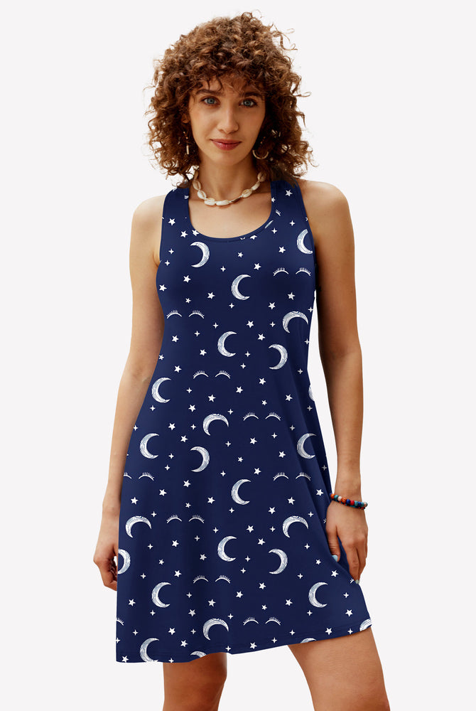 Constellation print racerback sleep dress by Avidlove. Comfortable modal nightie for women.