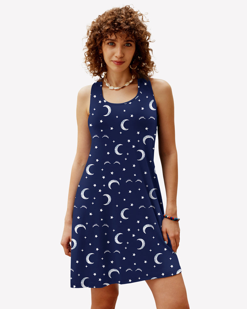 Constellation print racerback sleep dress by Avidlove. Comfortable modal nightie for women.