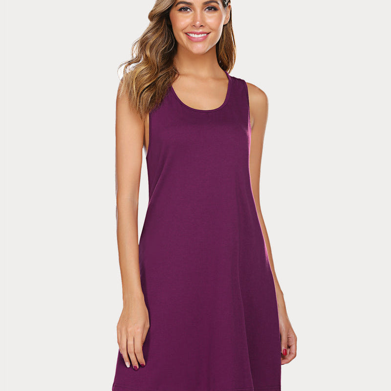 Purple racerback modal nightgown, a soft, comfortable sleep dress by Avidlove for women.