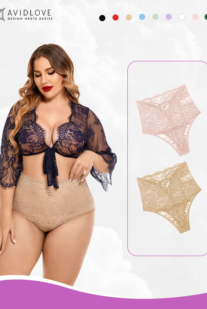 Avidlove high-waisted lace hipster panties in various colors, semi-sheer floral design for women.