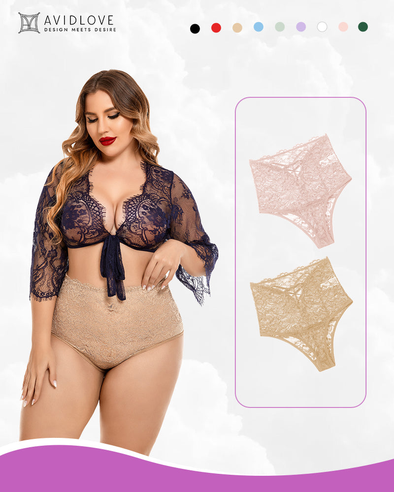 Avidlove high-waisted lace hipster panties in various colors, semi-sheer floral design for women.