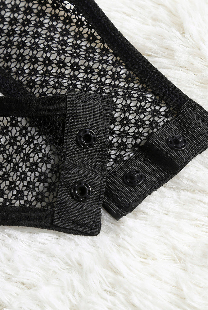 Avidlove black fishnet bodysuit snap crotch detail, sexy lingerie, polyester spandex blend
