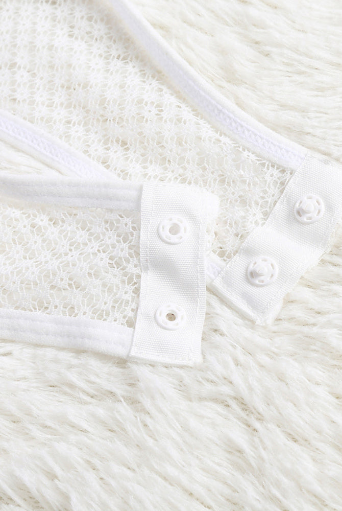 Avidlove white fishnet bodysuit snap crotch detail, sexy lingerie, polyester spandex blend.