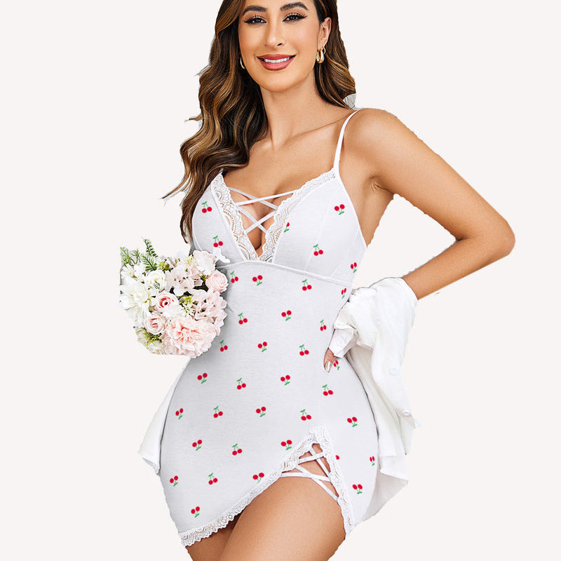 Fairy Lace Chemises Modal Side Slit Dress