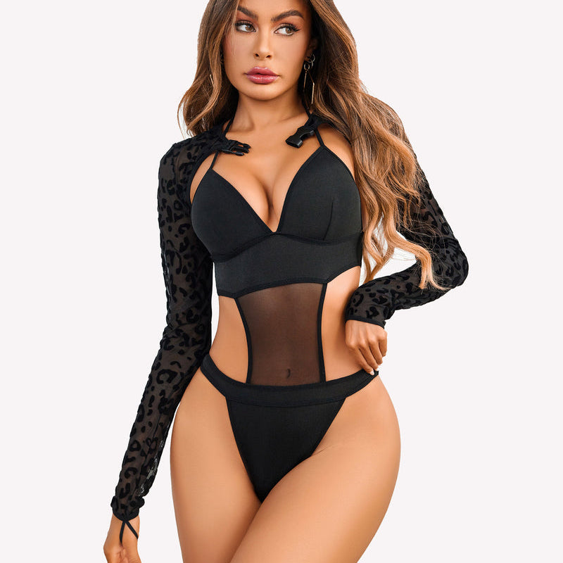 Black Butterfly Rave Outfit: Halter top, mesh bodysuit and butterfly shrug set, perfect for raves