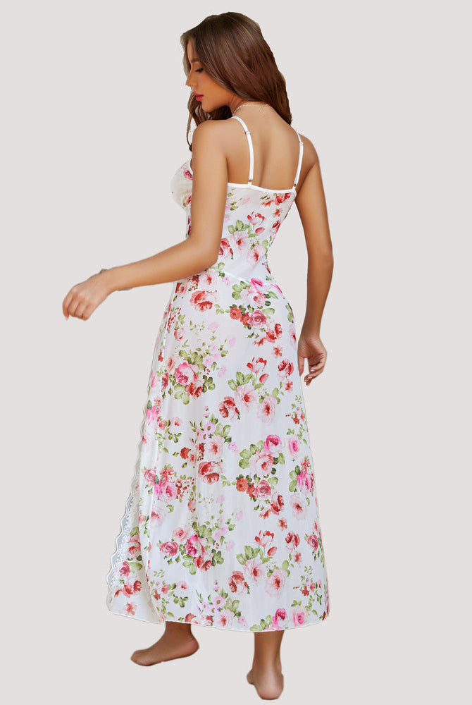 White floral Fairy Lingerie Side Split Nightdress, lace, side split design, romantic, sexy look