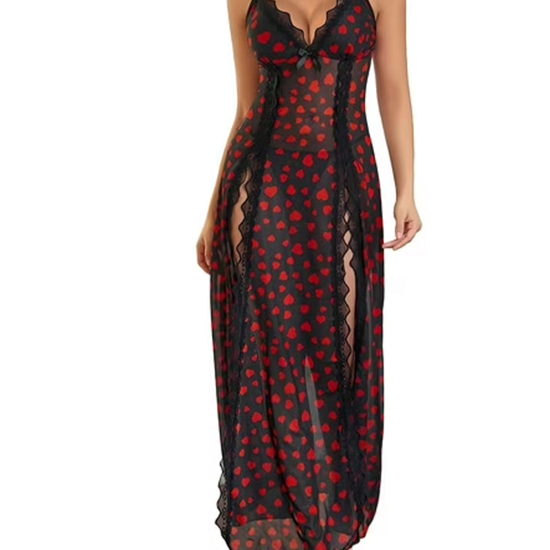 Lace Mesh Side Split Nightgowns