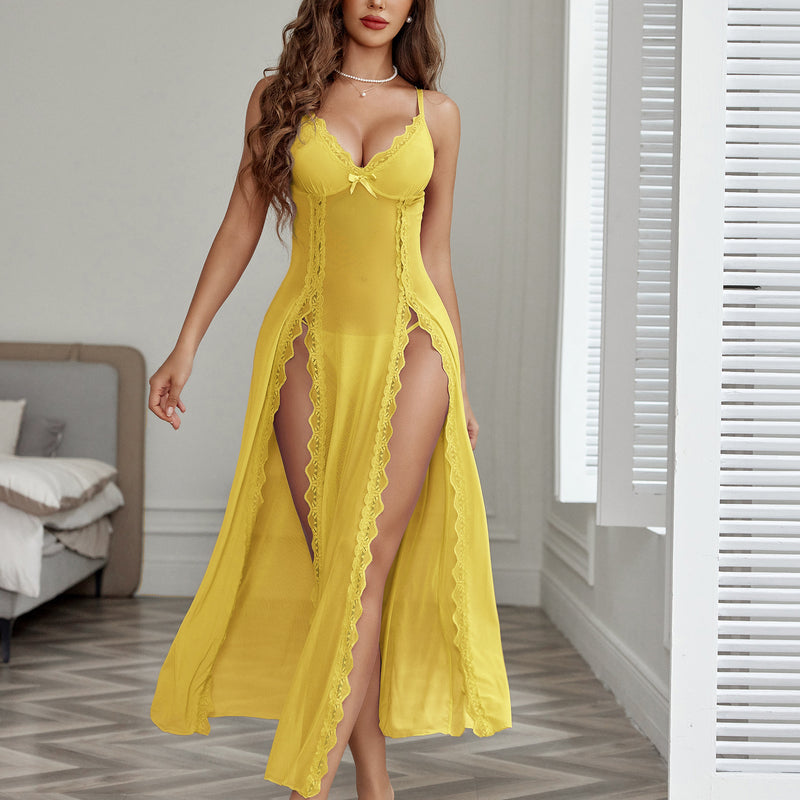 Lace Mesh Side Split Nightgown