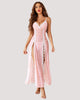 Pink floral lace nightgown with side splits. Sexy and feminine babydoll dress.