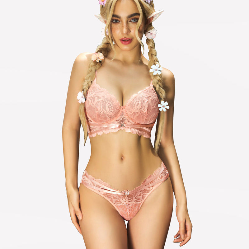Completo reggiseno e slip con ferretto in pizzo Fairy