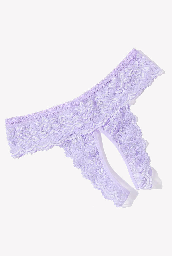 Avidlove Low Rise Lace Hipster in Lilac Purple, Open Back Design, Sexy Lingerie