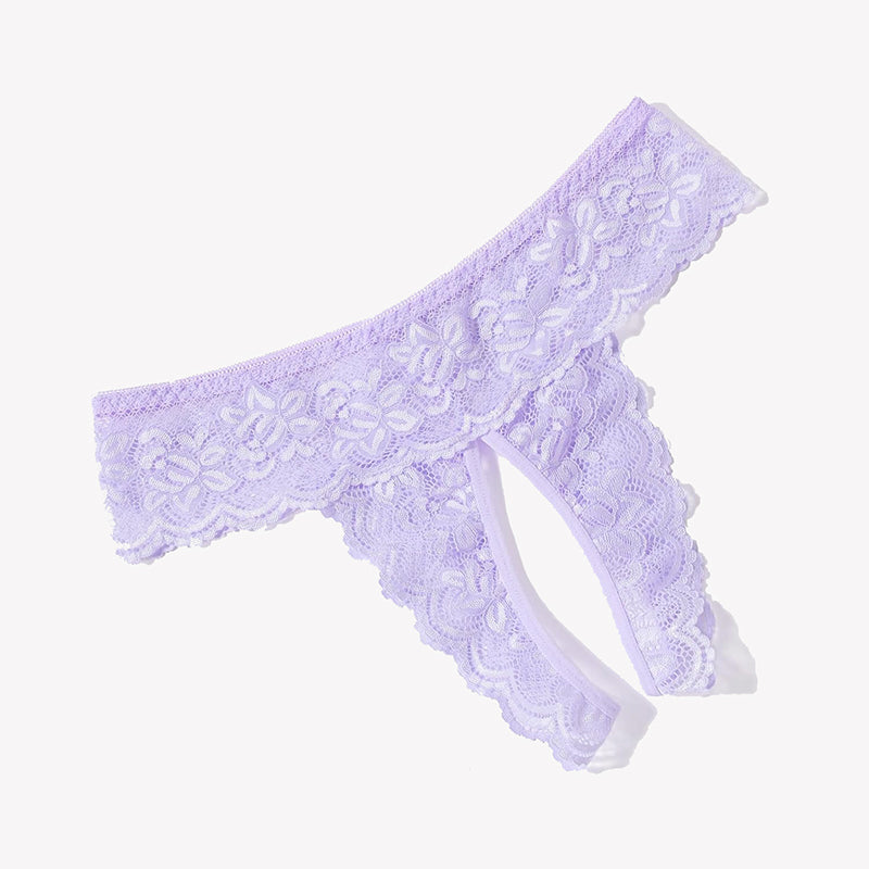 Avidlove Low Rise Lace Hipster in Lilac Purple, Open Back Design, Sexy Lingerie