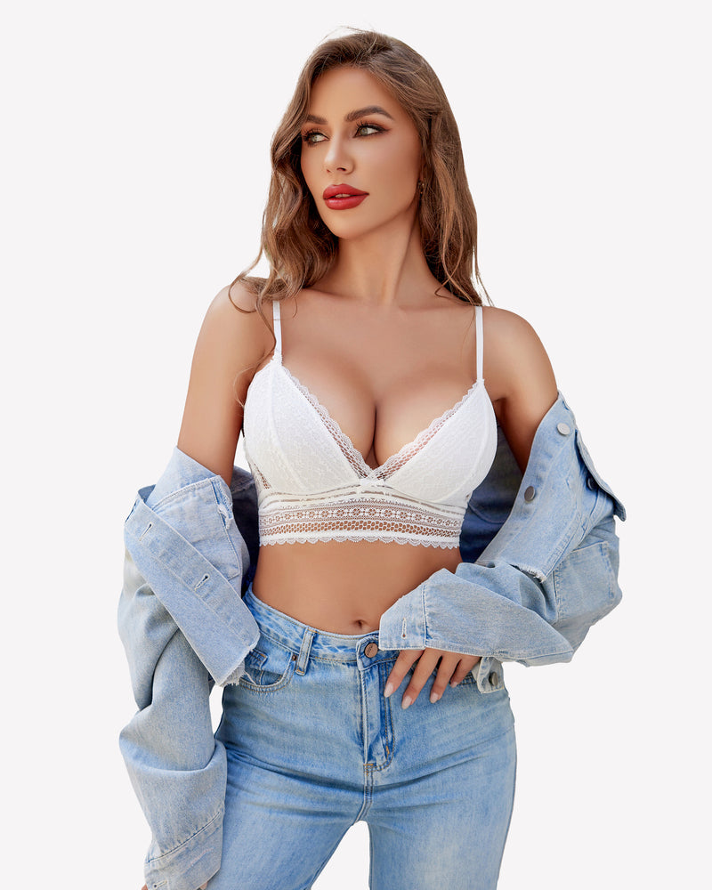 White lace lingerie set, enhancing natural shape and offering seamless comfort.