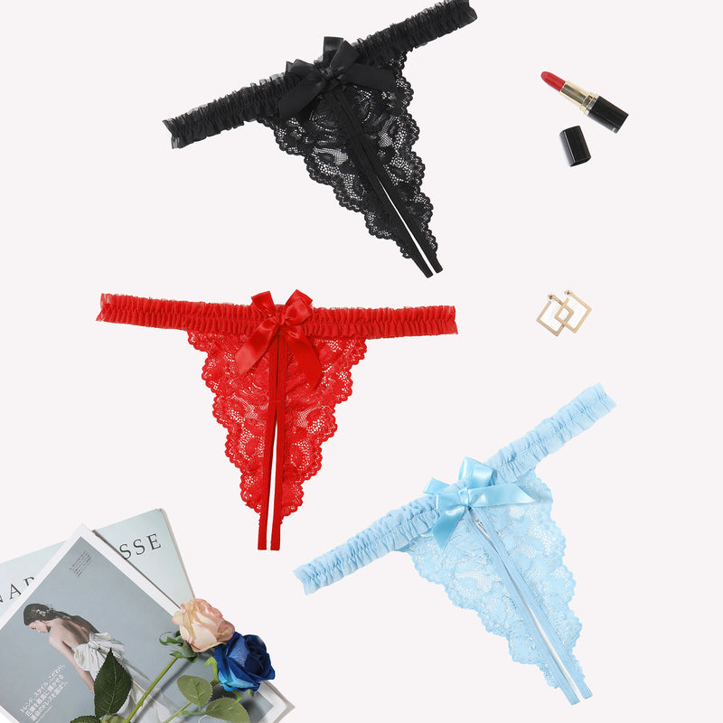 Avidlove floral lace panties in red, black, and light blue, designed for a sexy and confident look.