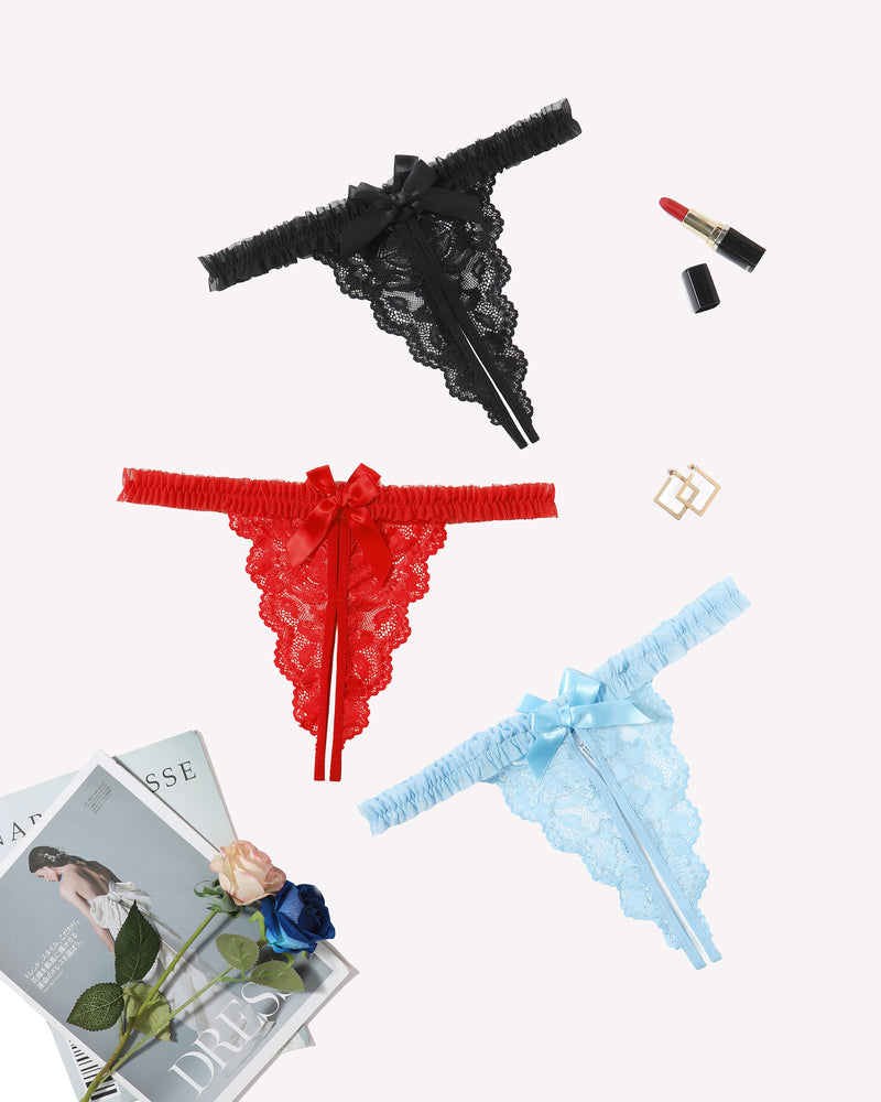 Avidlove floral lace panties in red, black, and light blue, designed for a sexy and confident look.