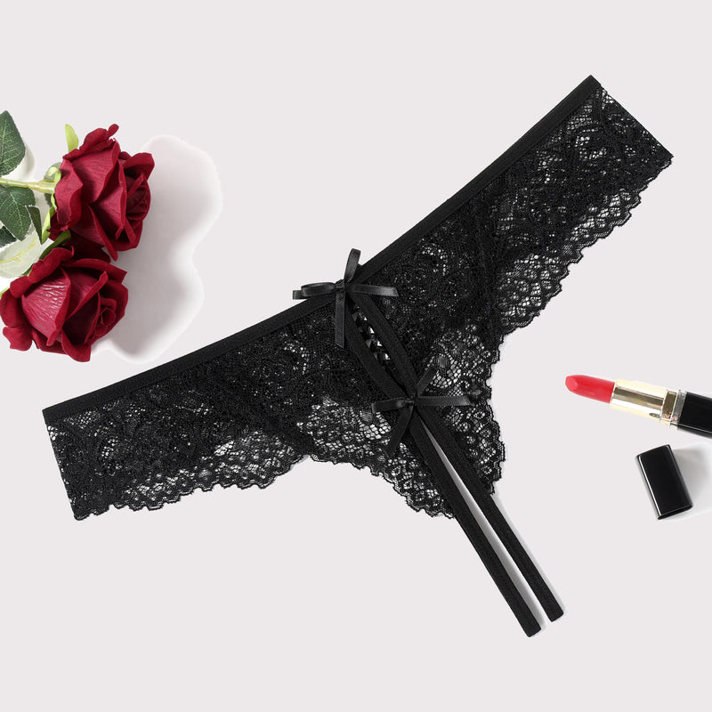 Lace Thongs Panties with Cute Bow