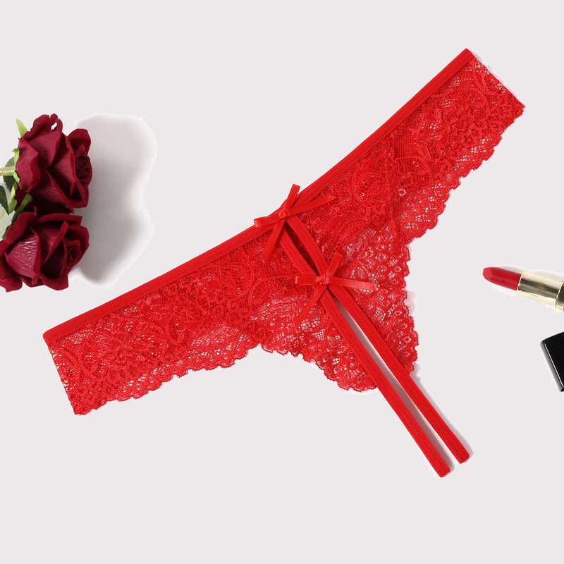 Lace Thongs Panties with Cute Bow