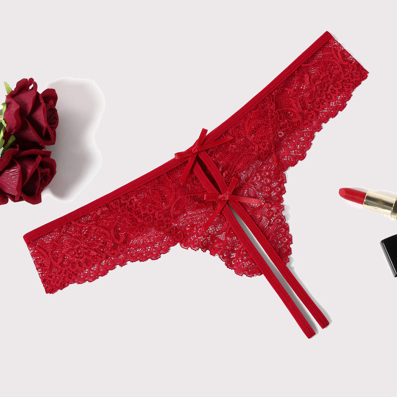 Lace Thongs Panties with Cute Bow