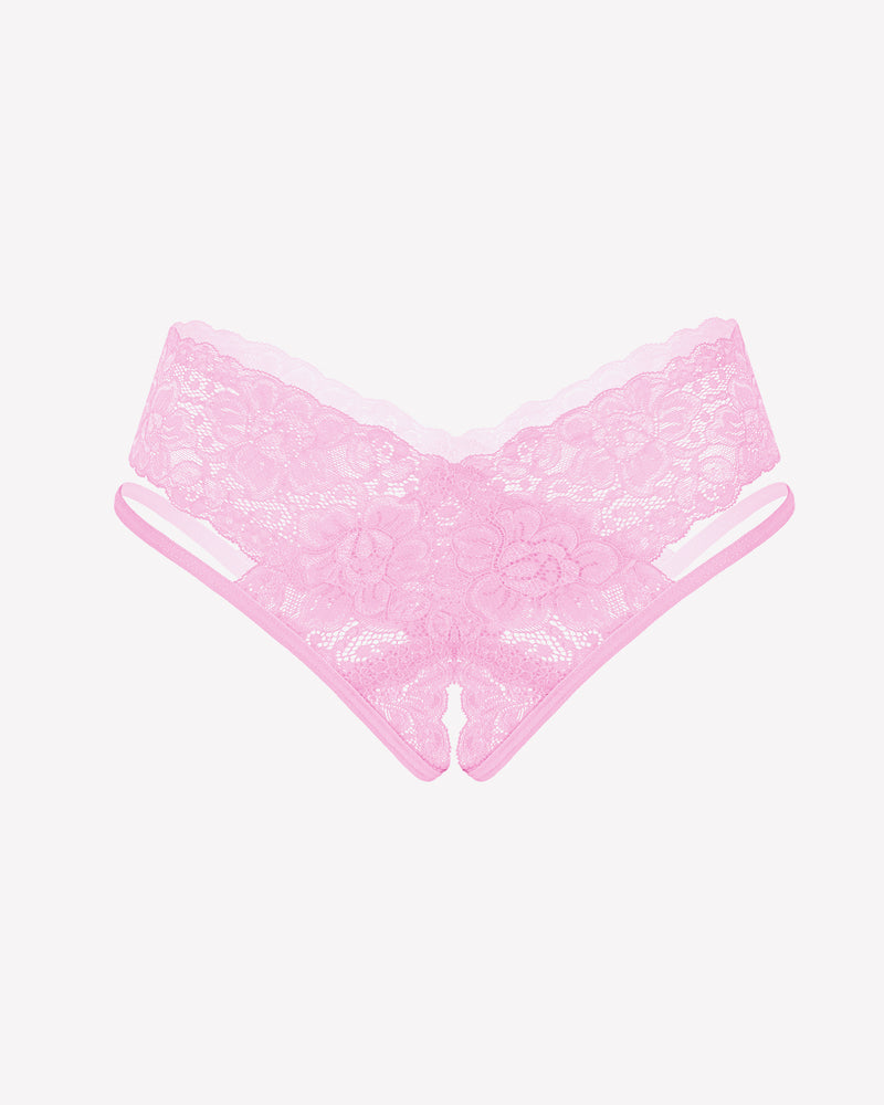 Avidlove pink lace V-shape cheeky panties, low-rise, floral lace design, sexy lingerie.