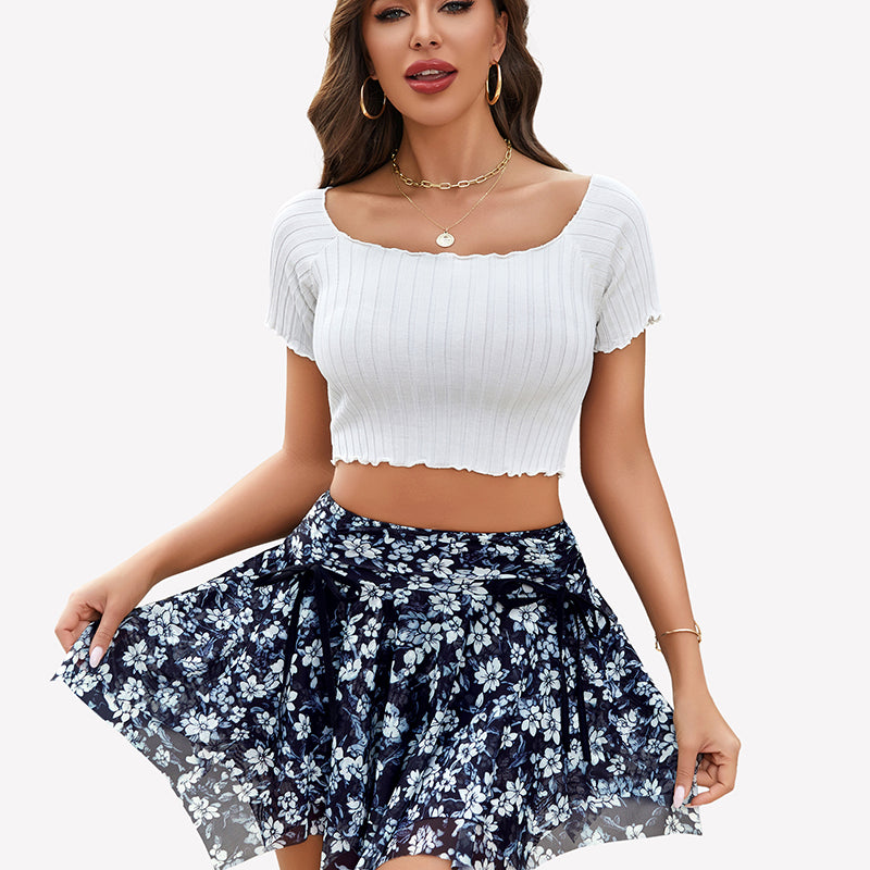 Mesh Y2K Drawstring Ruched Bow Short Skort