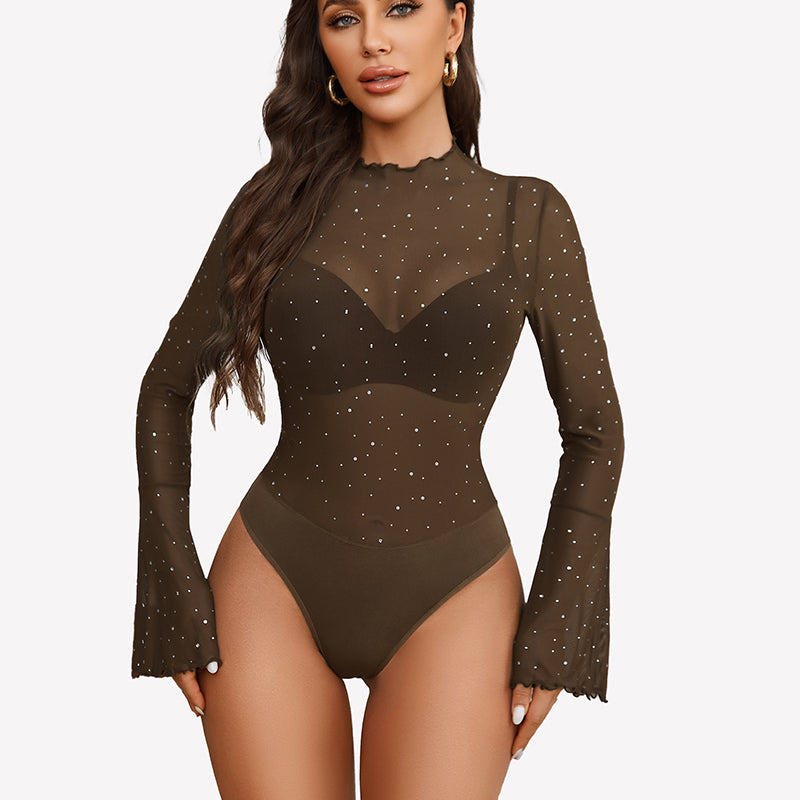 Long Sleeve Rhinestone Bodysuit