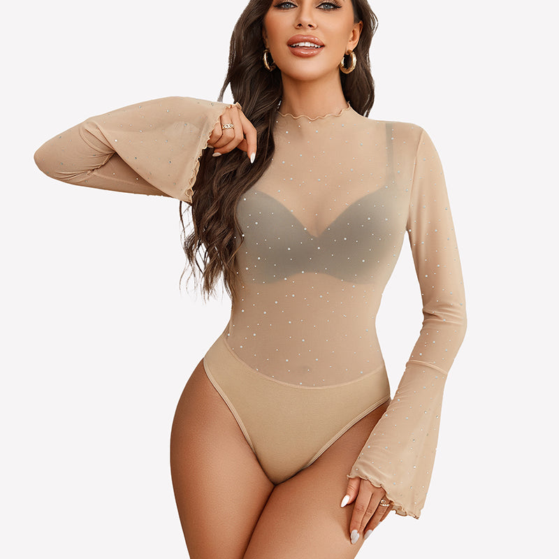 Long Sleeve Rhinestone Bodysuit