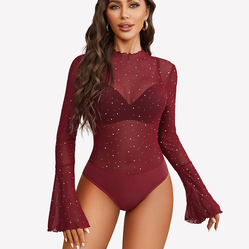 Long Sleeve Rhinestone Bodysuit