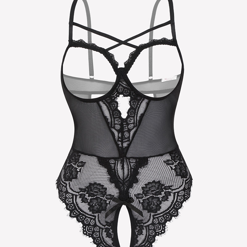 Floral Lace Crotchless Teddy Mini Babydoll