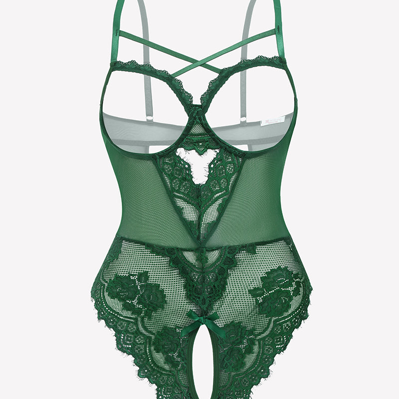 Floral Lace Crotchless Teddy Mini Babydoll