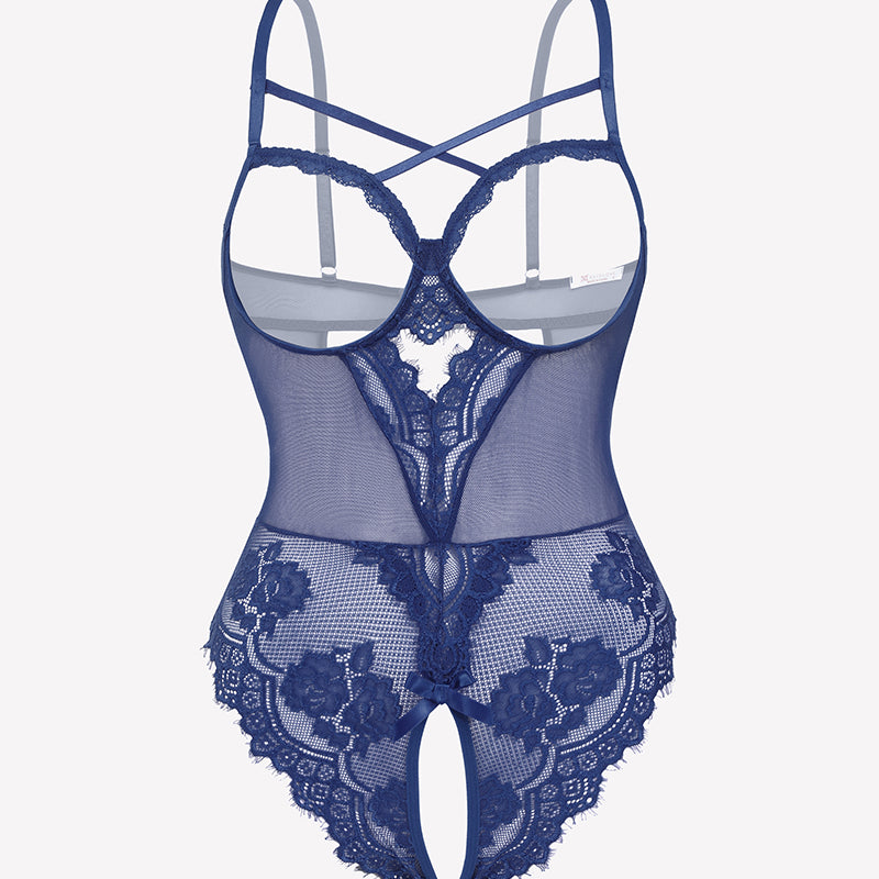 Floral Lace Crotchless Teddy Mini Babydoll