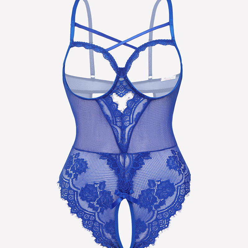 Floral Lace Crotchless Teddy Mini Babydoll